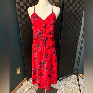 A New Day Women's Ruched Slip Midi Dress red floral